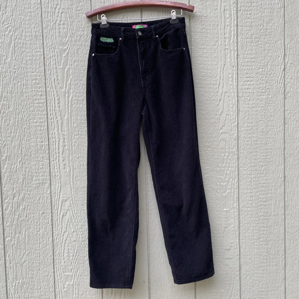 Empyre Tori Corduroy Pants Womens 8 Black‎ High Rise 90s Skate
